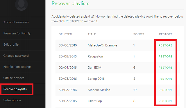 Spotify-плейлист-восстановление