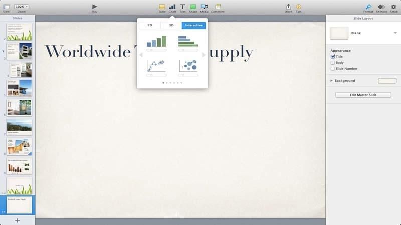 Добавьте интерактивность в графики, используя Keynote 6 для Mac