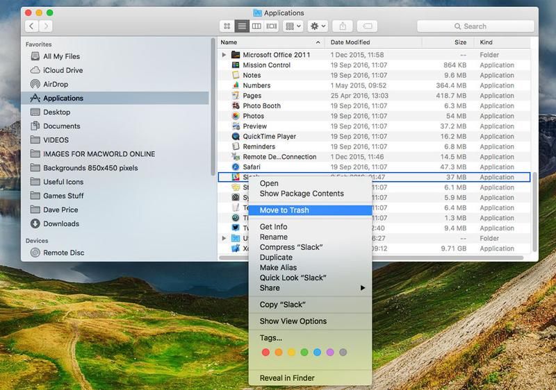 Как удалить программные приложения на Mac: Корзина
