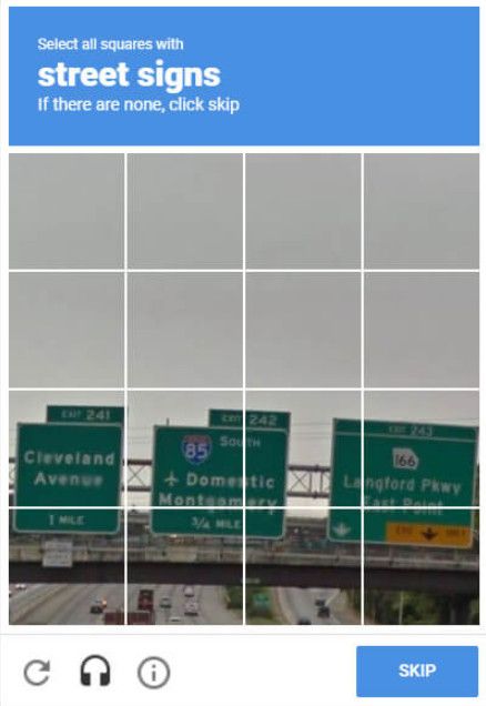 reCAPTCHA от Google при доступе к электронной почте